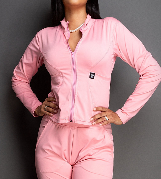 IRU Athleisure Scrub Sweater Rose Pink